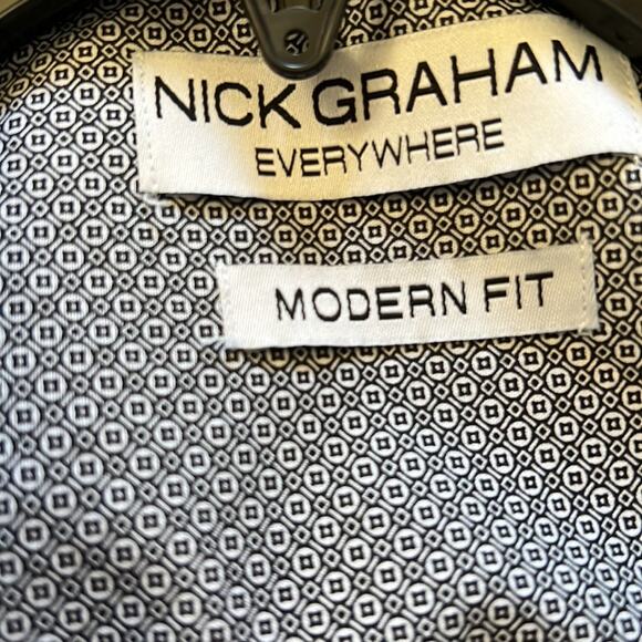 Nick Graham | Men’s Blue Modern Fit Long Sleeve Dress Shirt | Size Large | 0031 - Picture 10 of 10